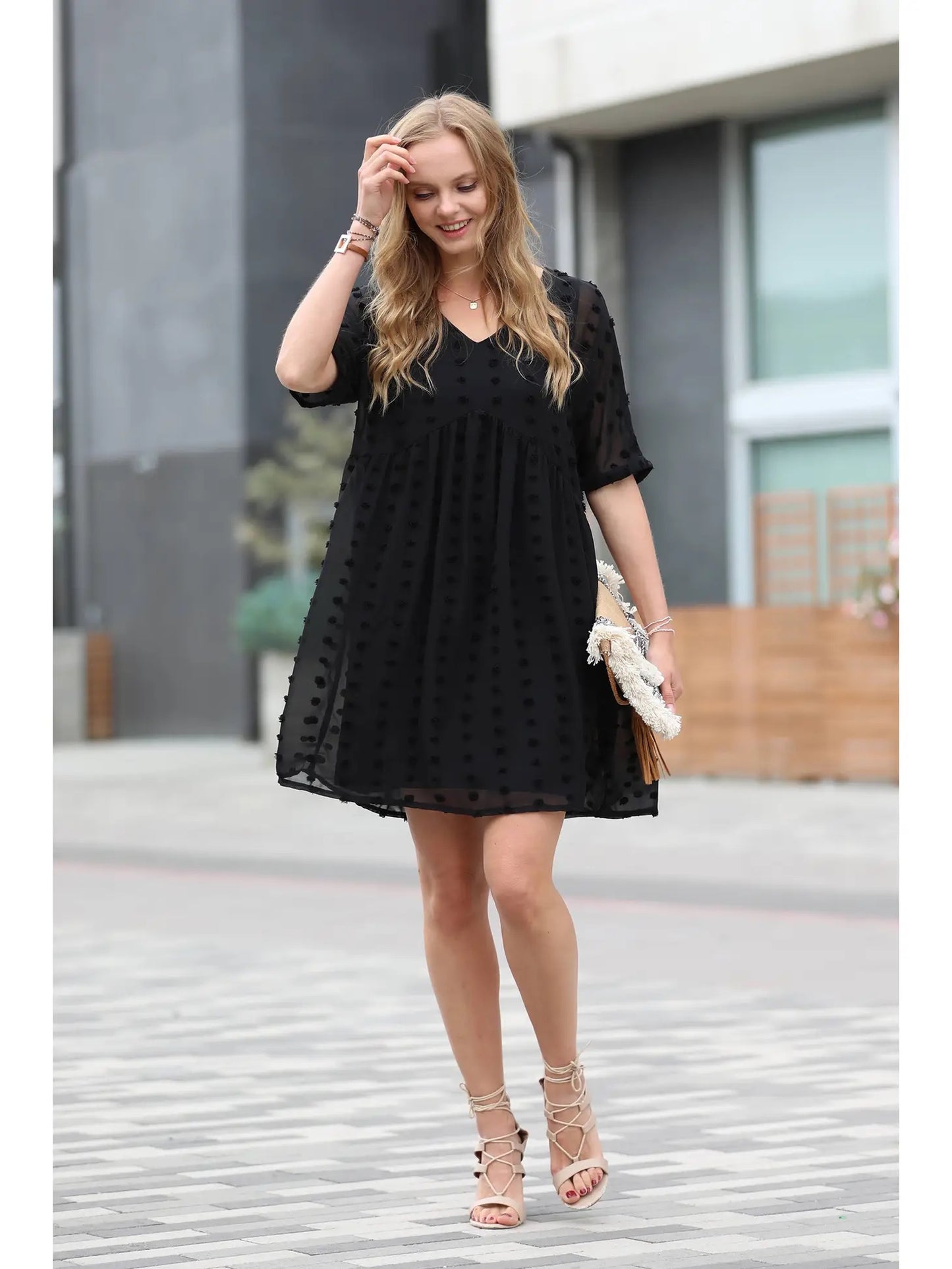 Swiss Dot Babydoll Dress