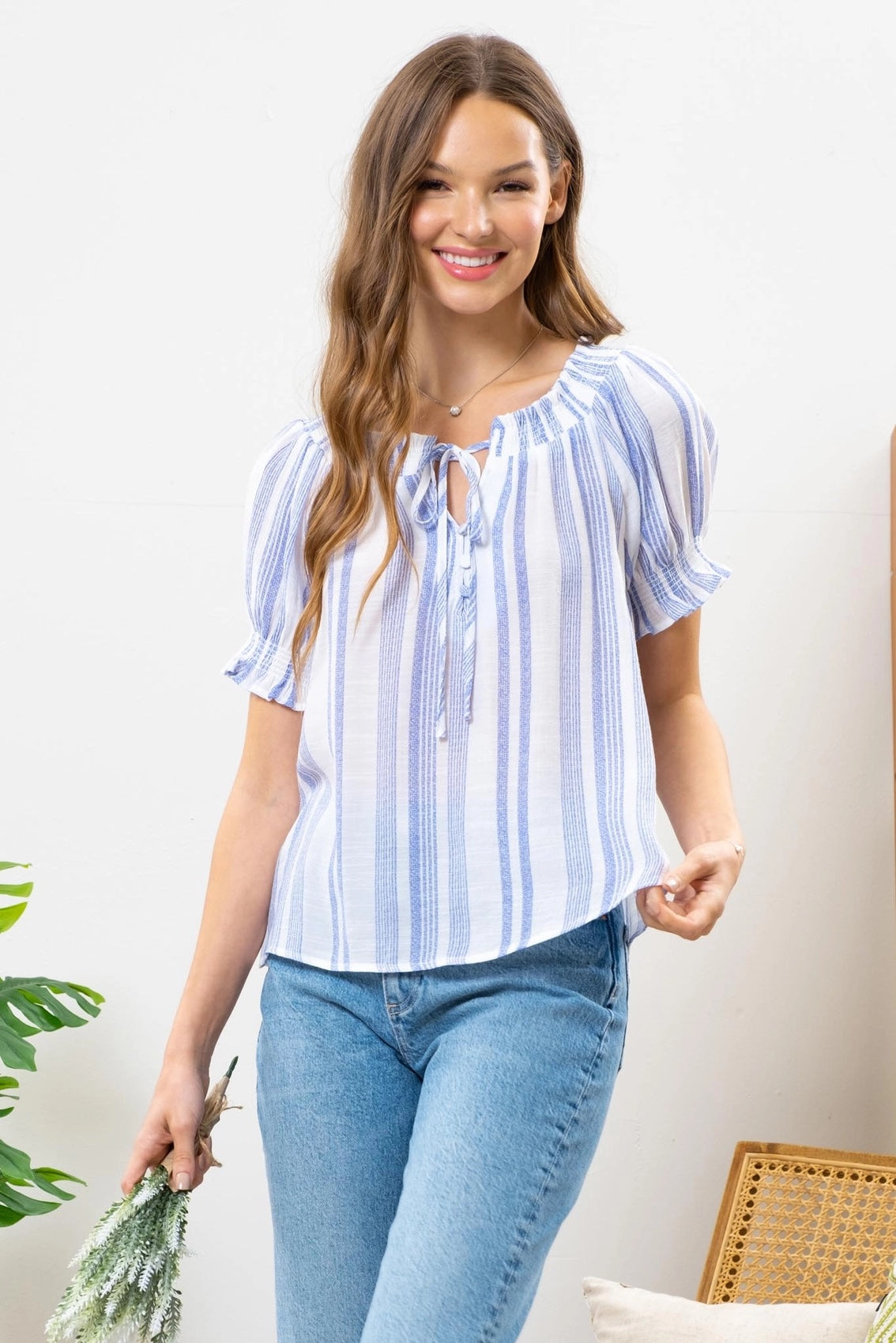 Mine Striped Puff Sleeve Top