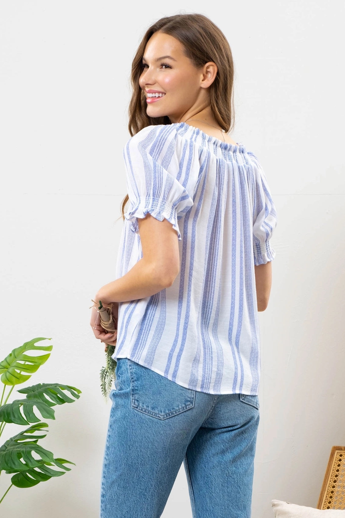 Mine Striped Puff Sleeve Top
