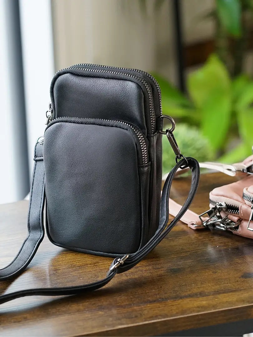 Multi Zipper Crossbody Cellphone Bag