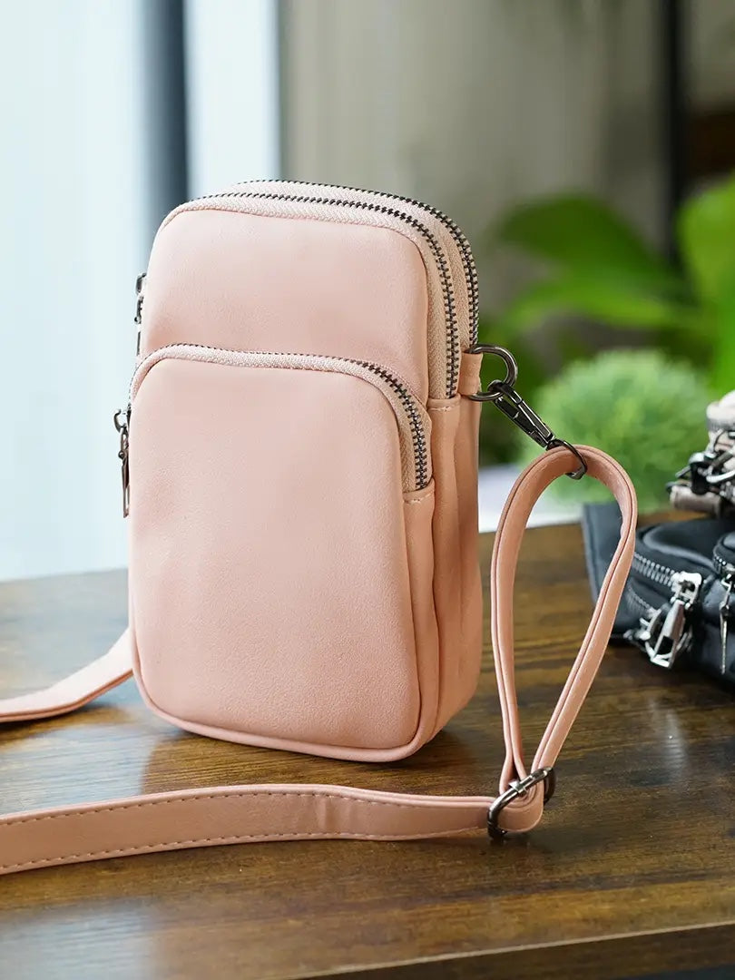 Multi Zipper Crossbody Cellphone Bag