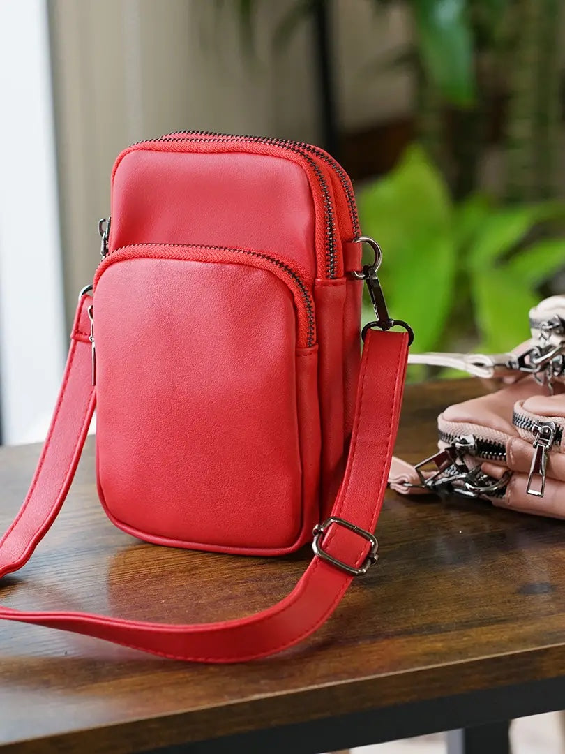 Multi Zipper Crossbody Cellphone Bag