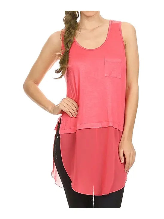 Ellie & Kate Sheer Hem Sleeveless Tunic