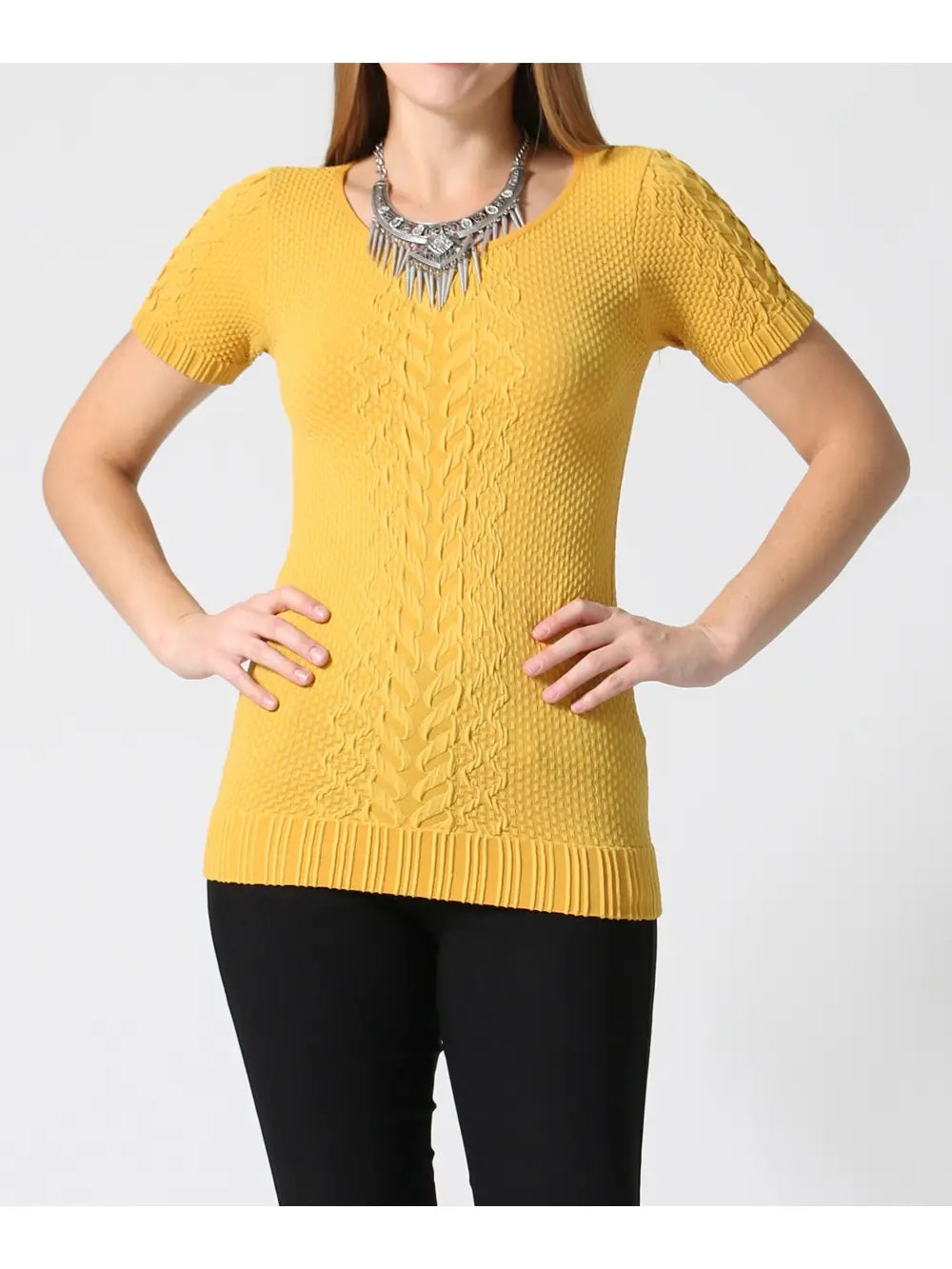 New Shine Seamless Fitted Top in Mustard