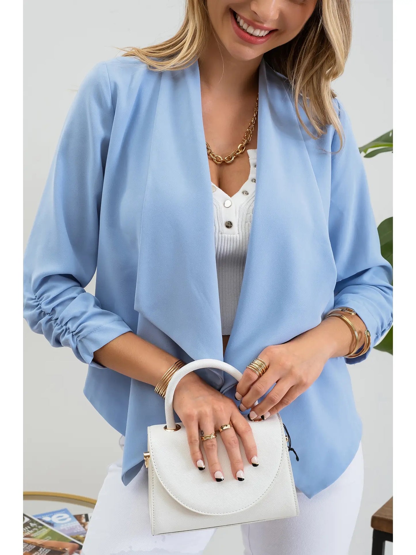 Mine 3/4 Rouched Sleeve Blazer