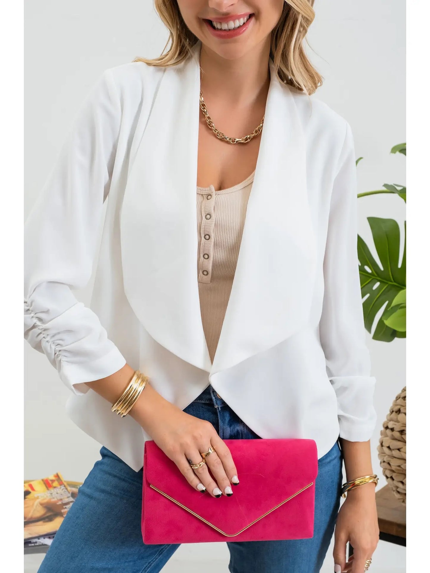 Mine 3/4 Rouched Sleeve Blazer