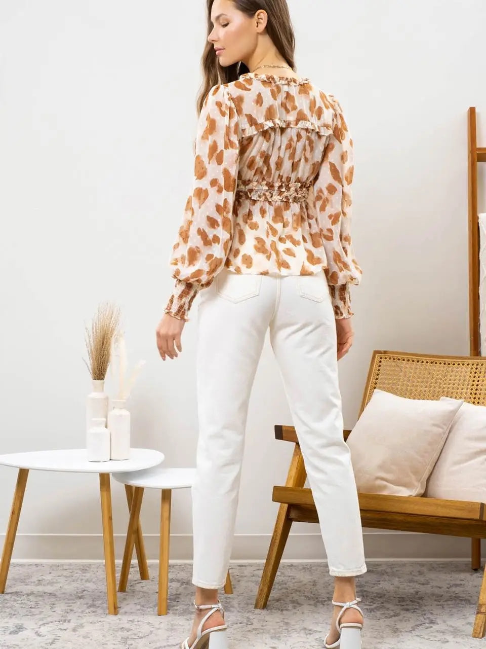 Blu Pepper Empire Waist V Neck Long Sleeve
