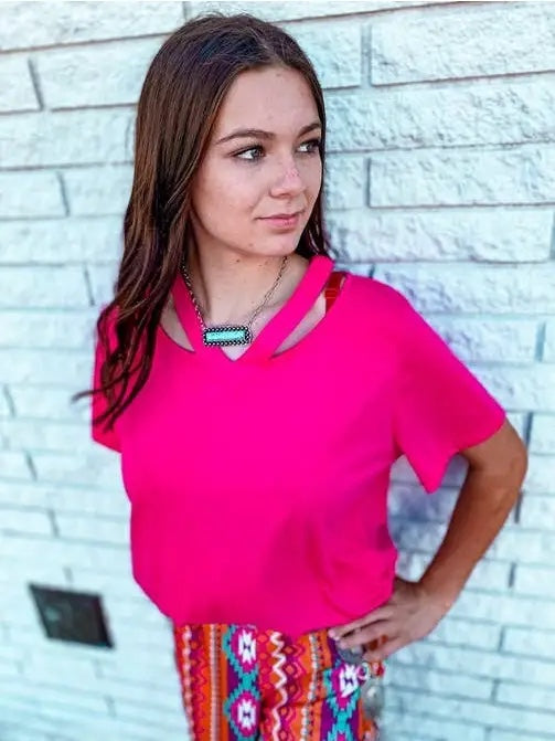 Merigold Kiss Cutout V-Neck Shirt