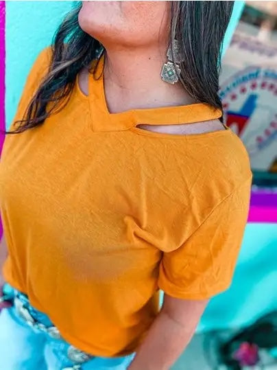 Merigold Kiss Cutout V-Neck Shirt