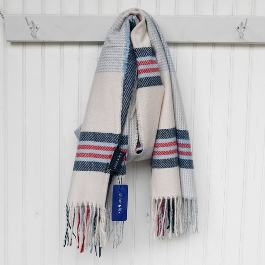 Chloe & Lex Red & Blue Stripped Blanket Scarf