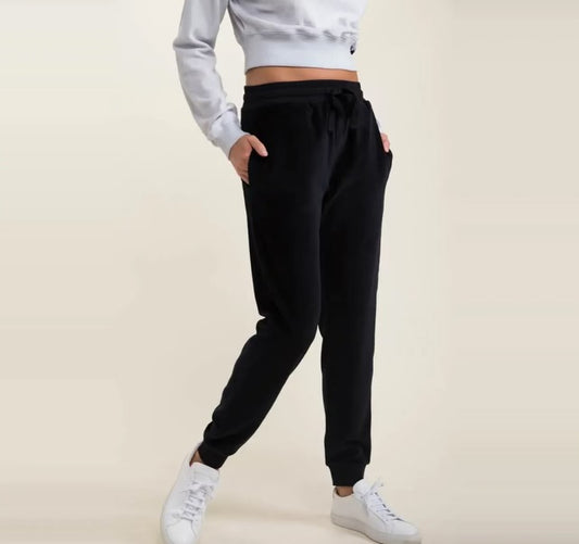 Mono B Black Fleece Joggers with Cuffed Ankles