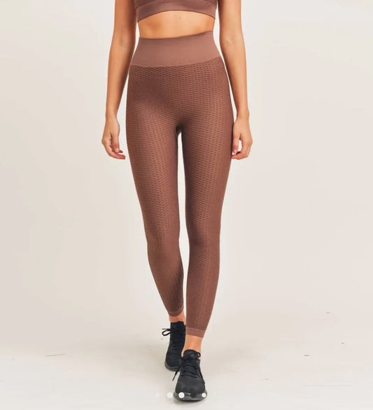 Mono B Ribbed Brown High-waisted Leggings