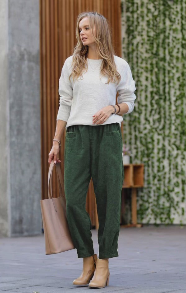 Corduroy Front Pocket Baggy Pants