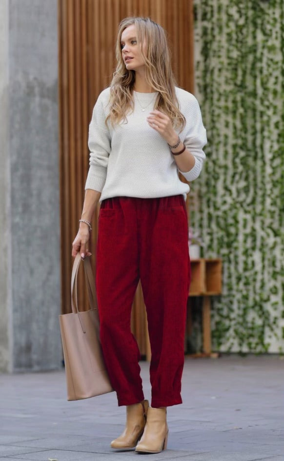 Corduroy Front Pocket Baggy Pants