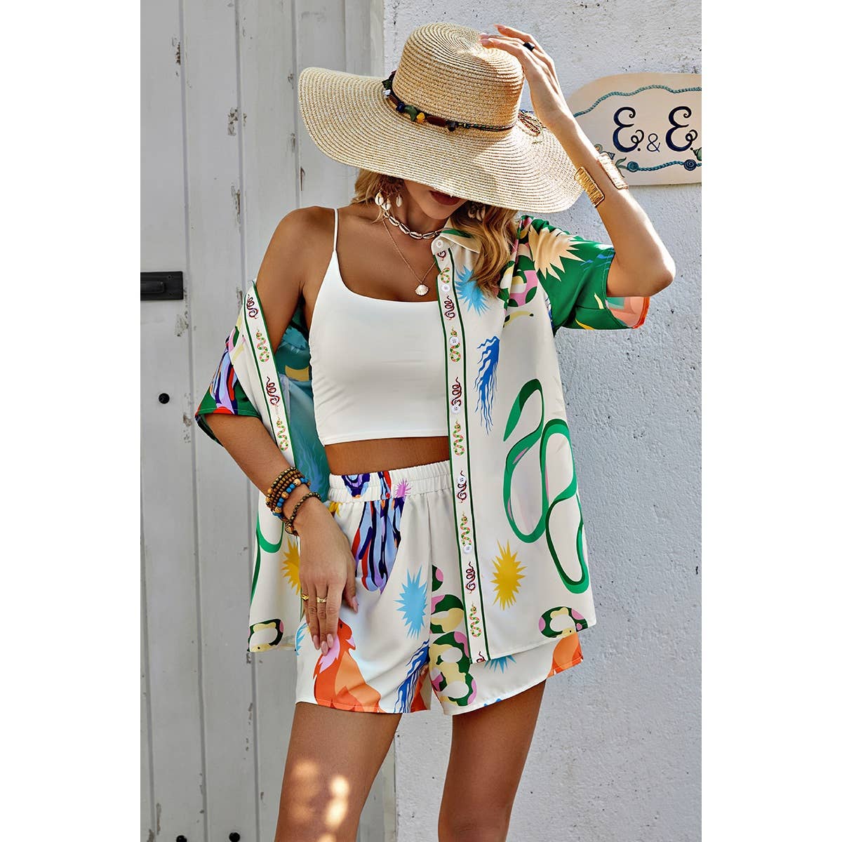 Elings Two Piece Allover Print Short Set