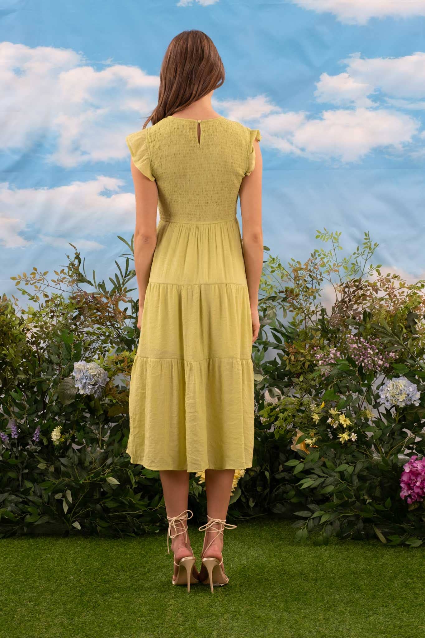 Blu Pepper Smocked Tiered Midi Dress