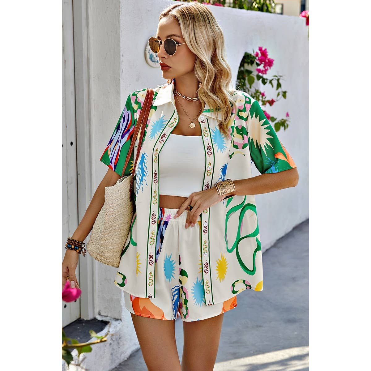 Elings Two Piece Allover Print Short Set