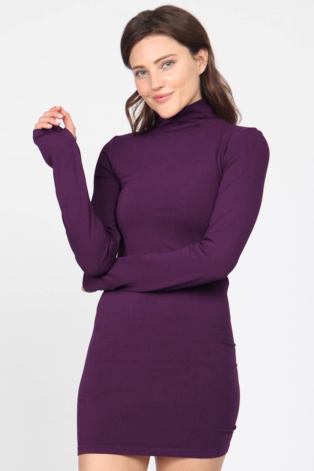 Mockneck Bodycon Dress w/ Thumbholes