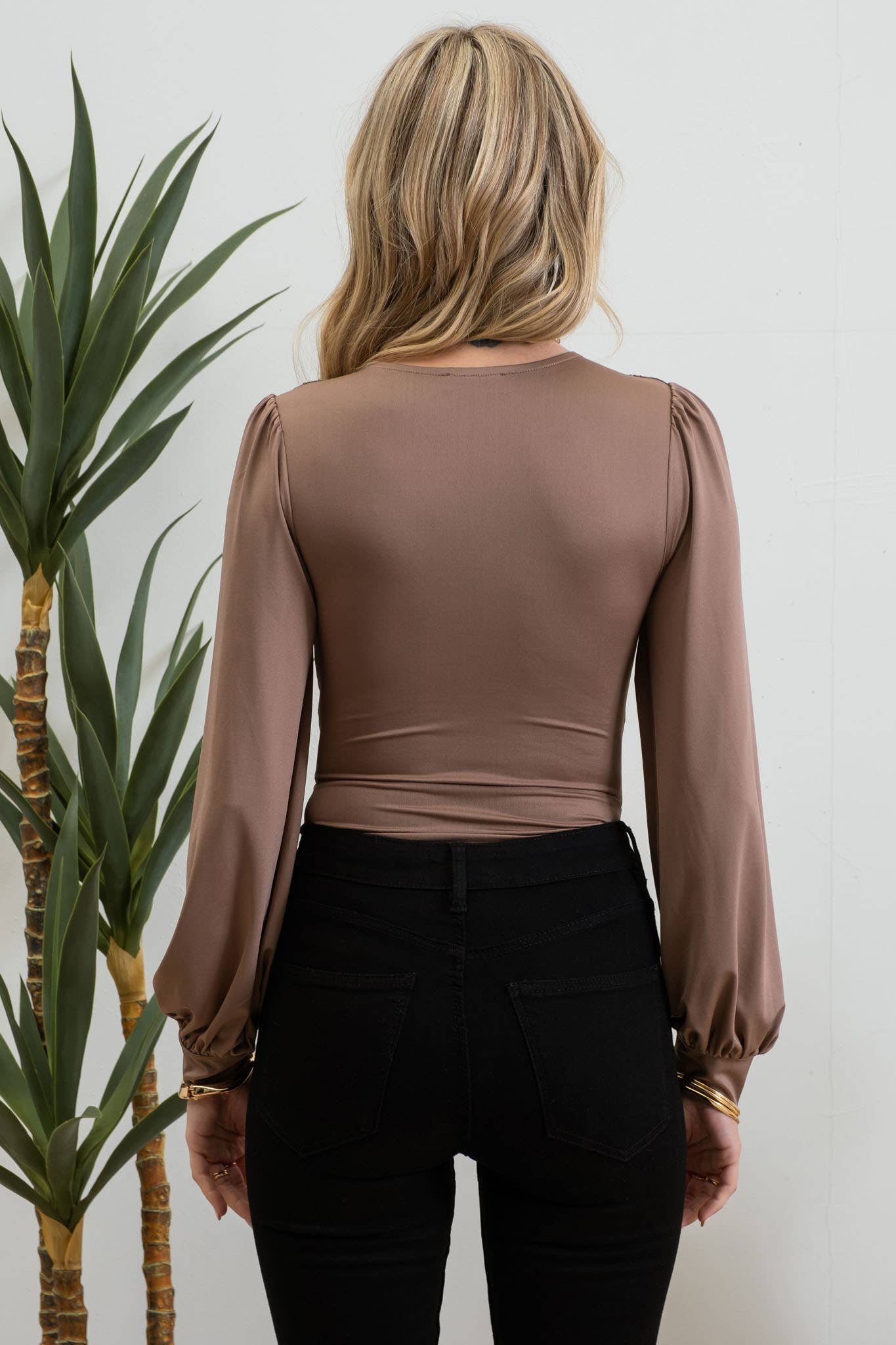 Mine Deep V Neck Long Sleeve Bodysuit