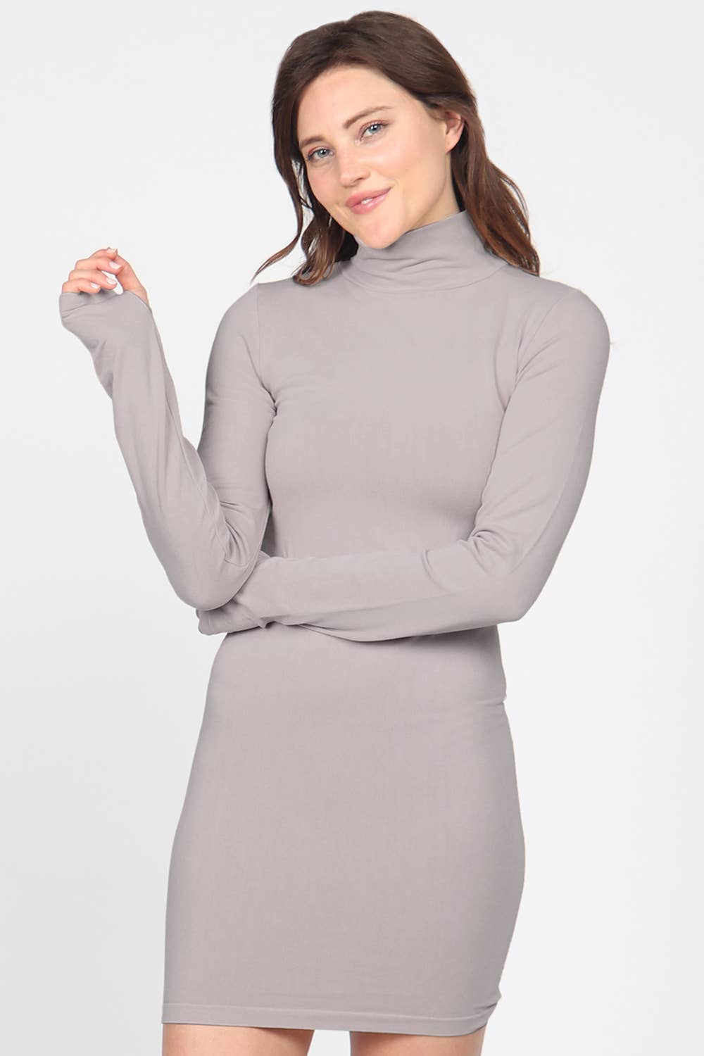 Mockneck Bodycon Dress w/ Thumbholes