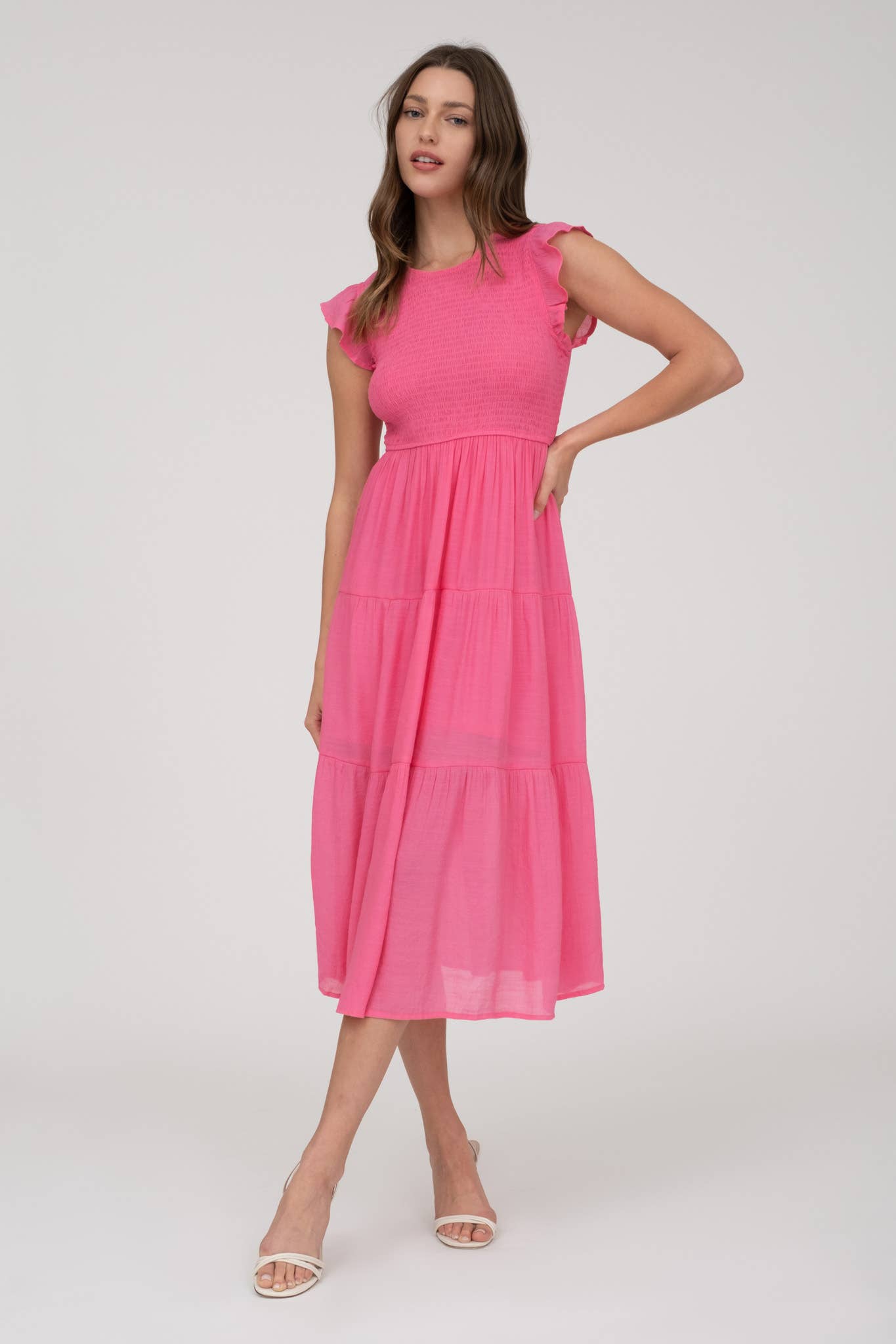 Blu Pepper Smocked Tiered Midi Dress