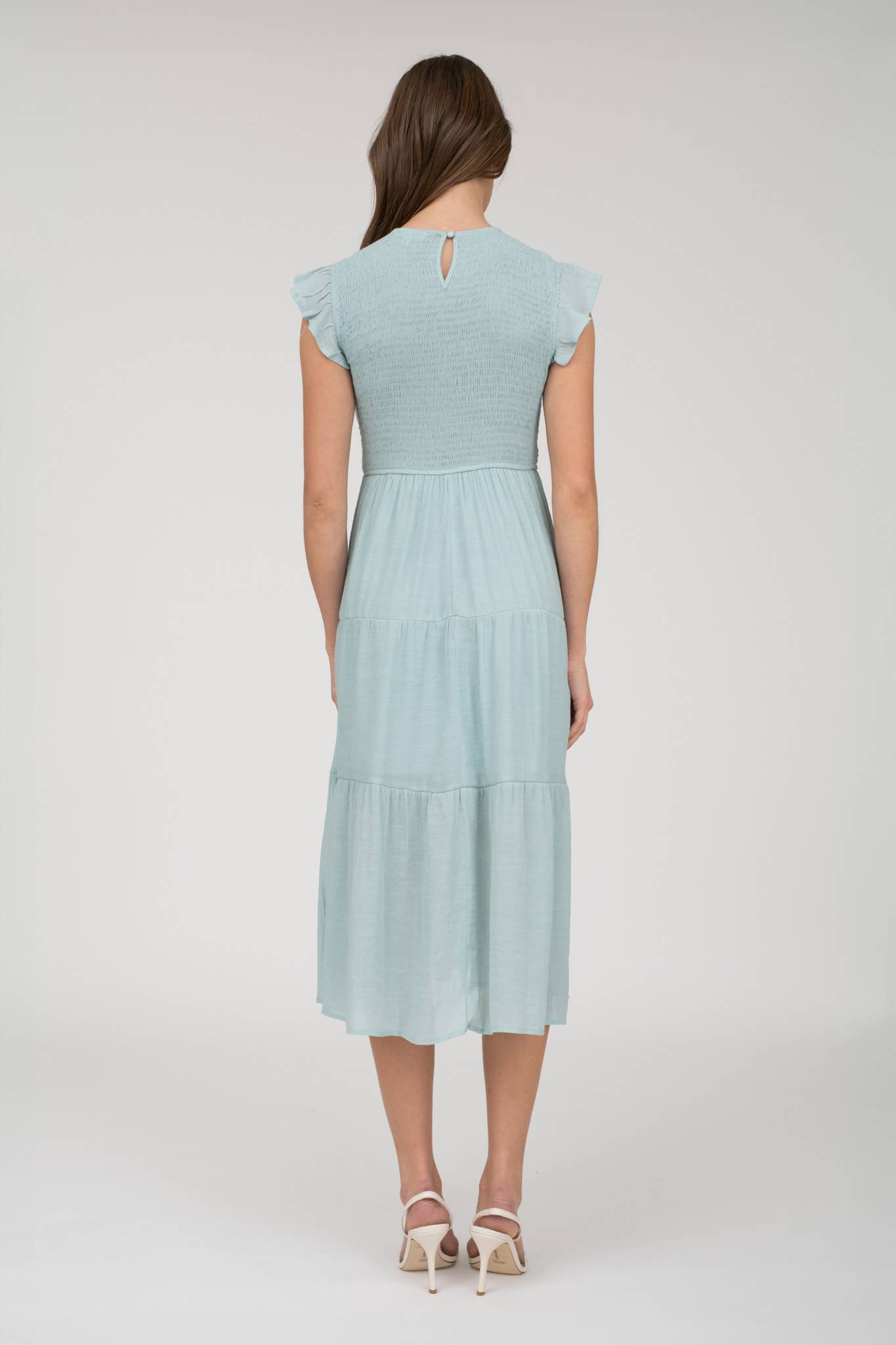 Blu Pepper Smocked Tiered Midi Dress