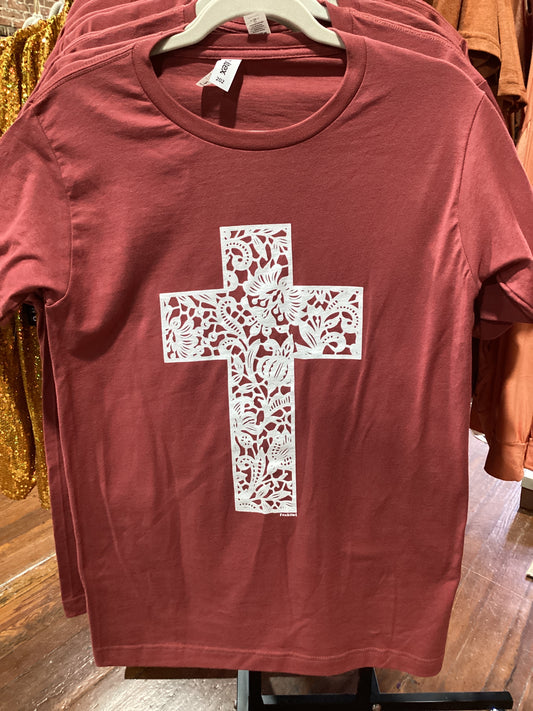Lace Cross Rust Graphic Tee
