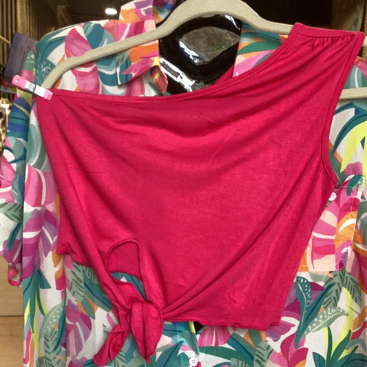Rose Asymmetrical Neck Knotted Top