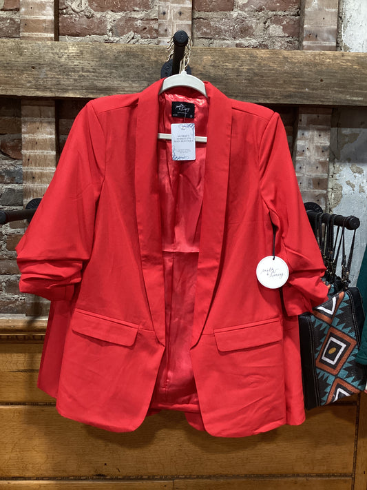 Milk & Honey Red Lined Blazer