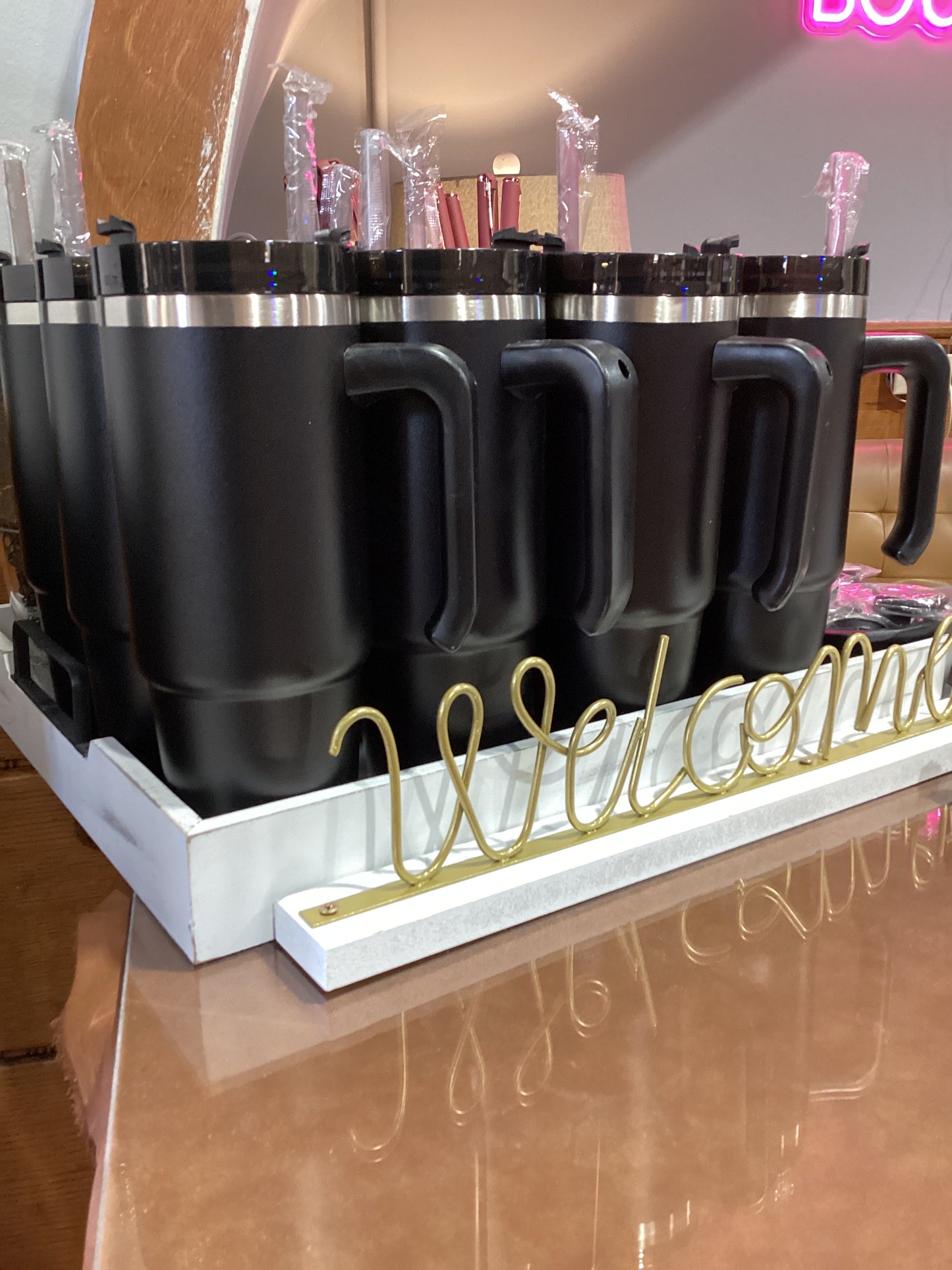 40oz Black Tumbler with Handle