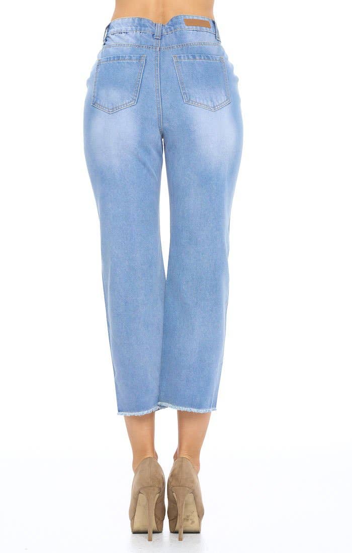 Blue Age Solid Straight Mom Jeans