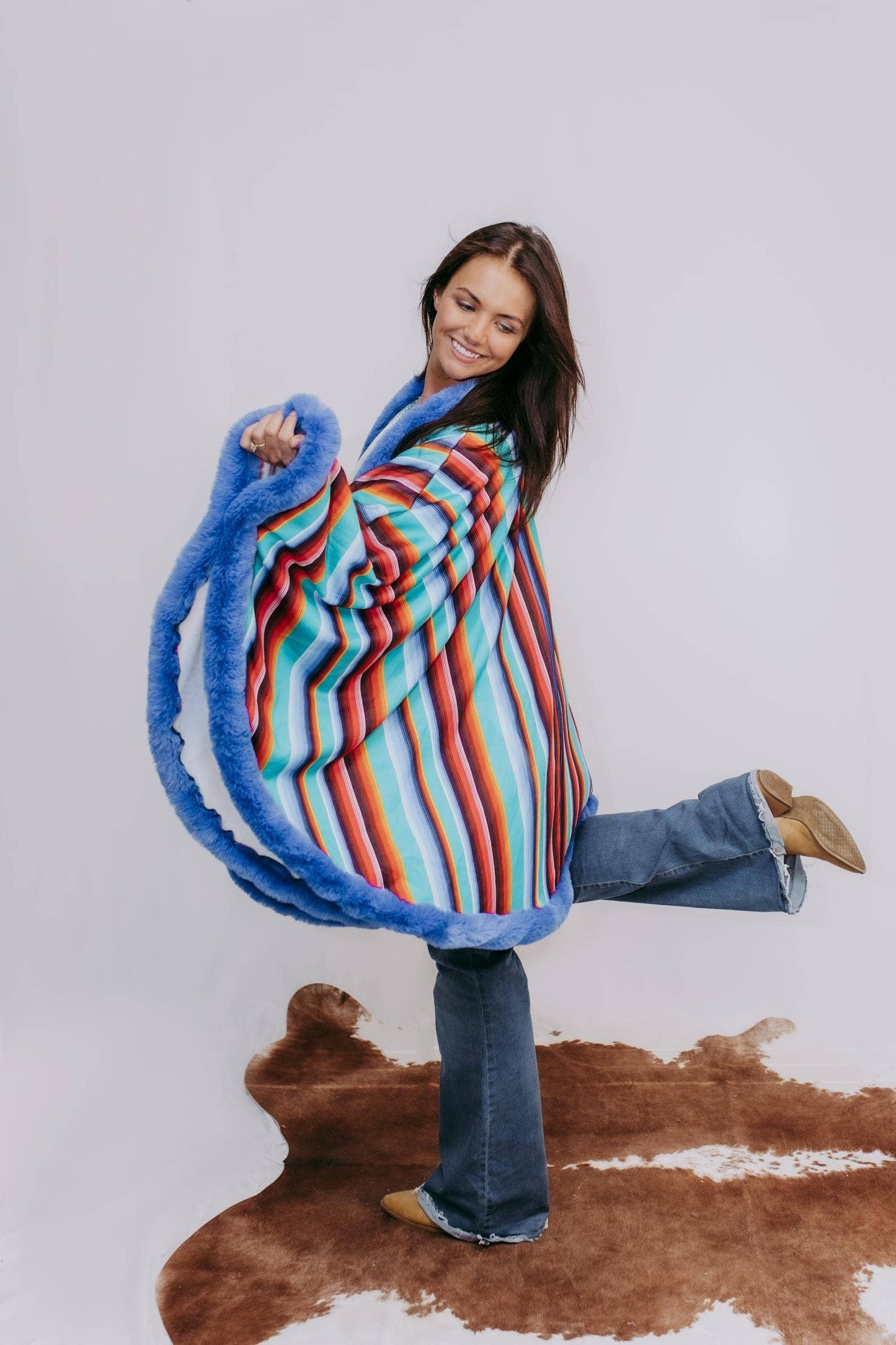 Merigold Kiss Fur Trimmed Poncho