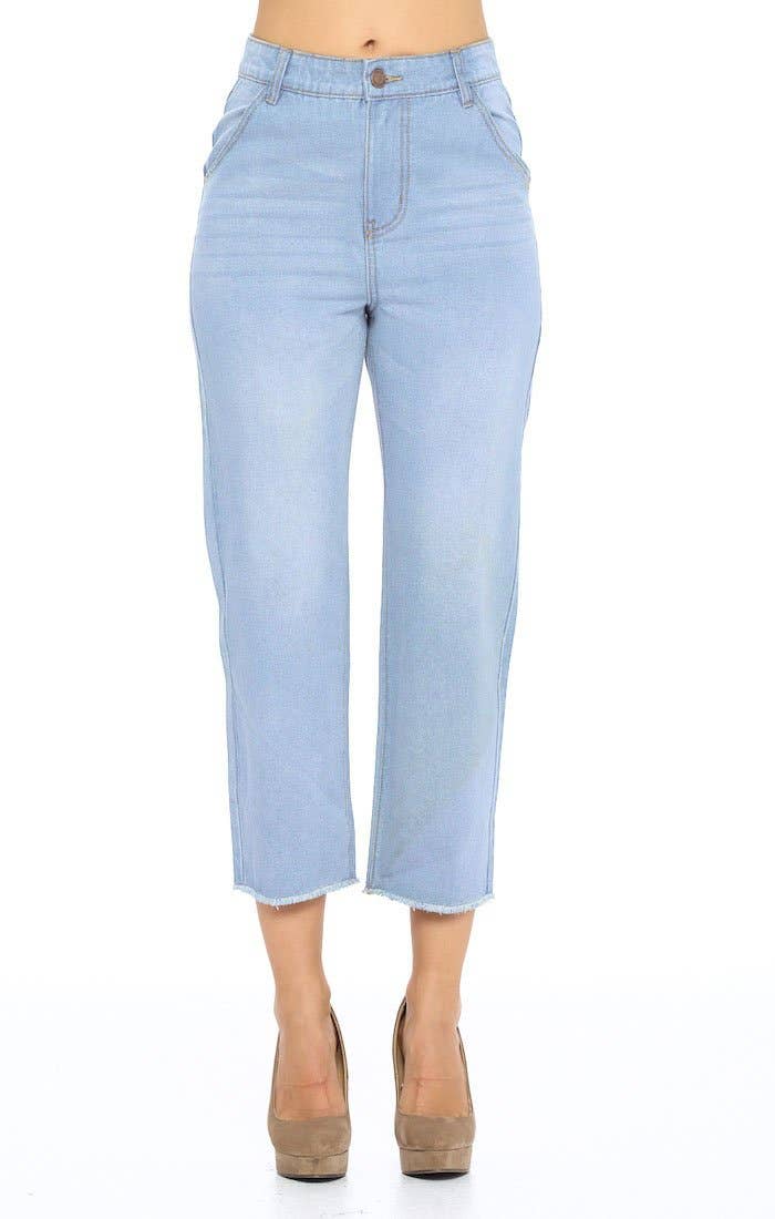 Blue Age Solid Straight Mom Jeans