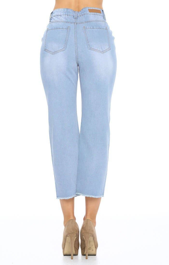 Blue Age Solid Straight Mom Jeans