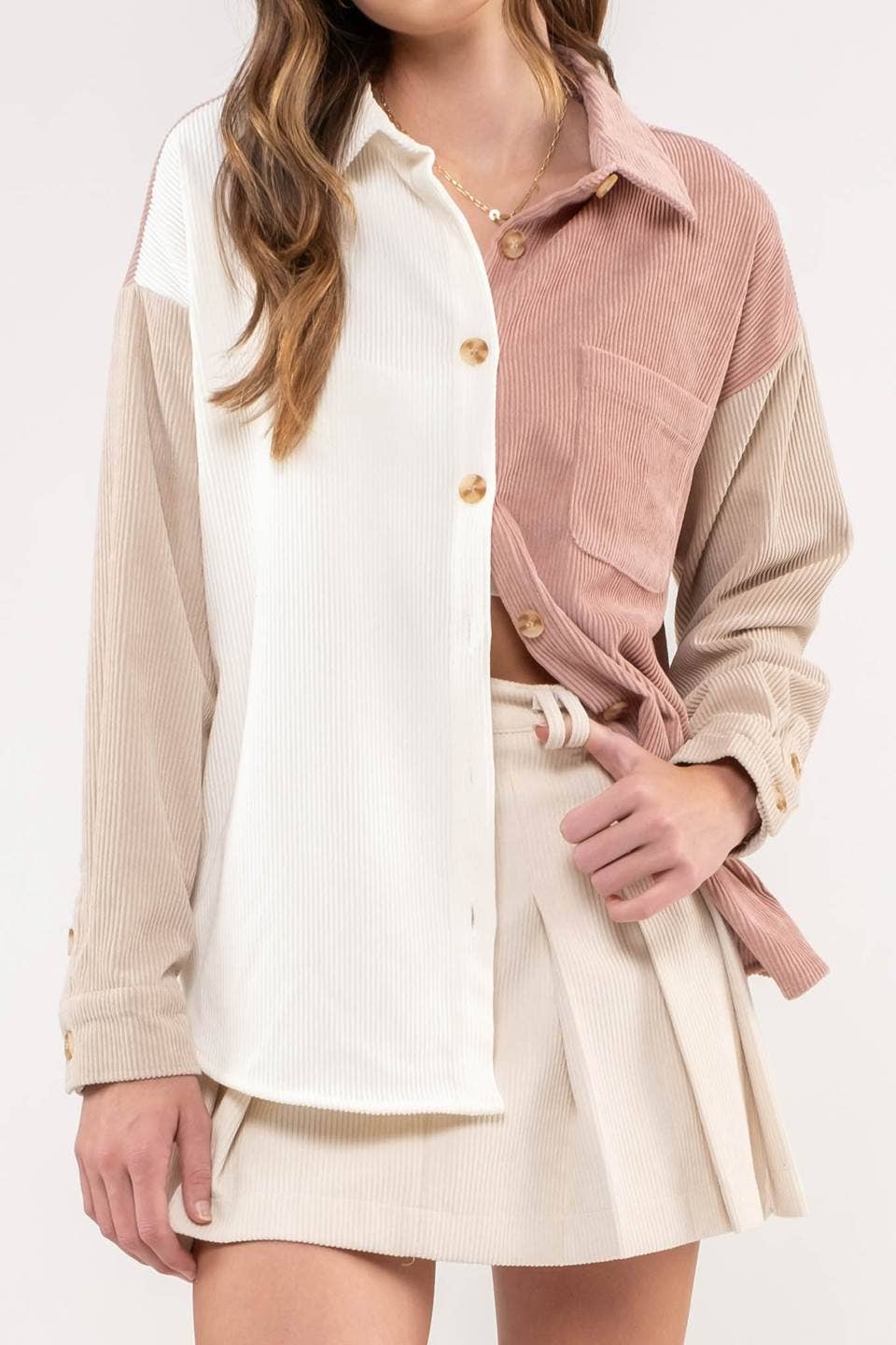 Blu Pepper Colorblock Corduroy Jacket