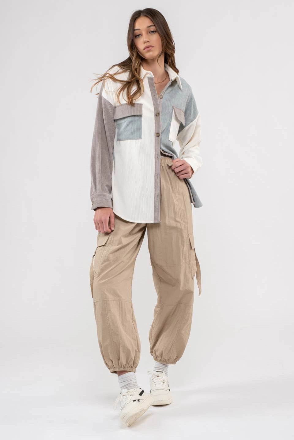 Blu Pepper Colorblock Corduroy Jacket
