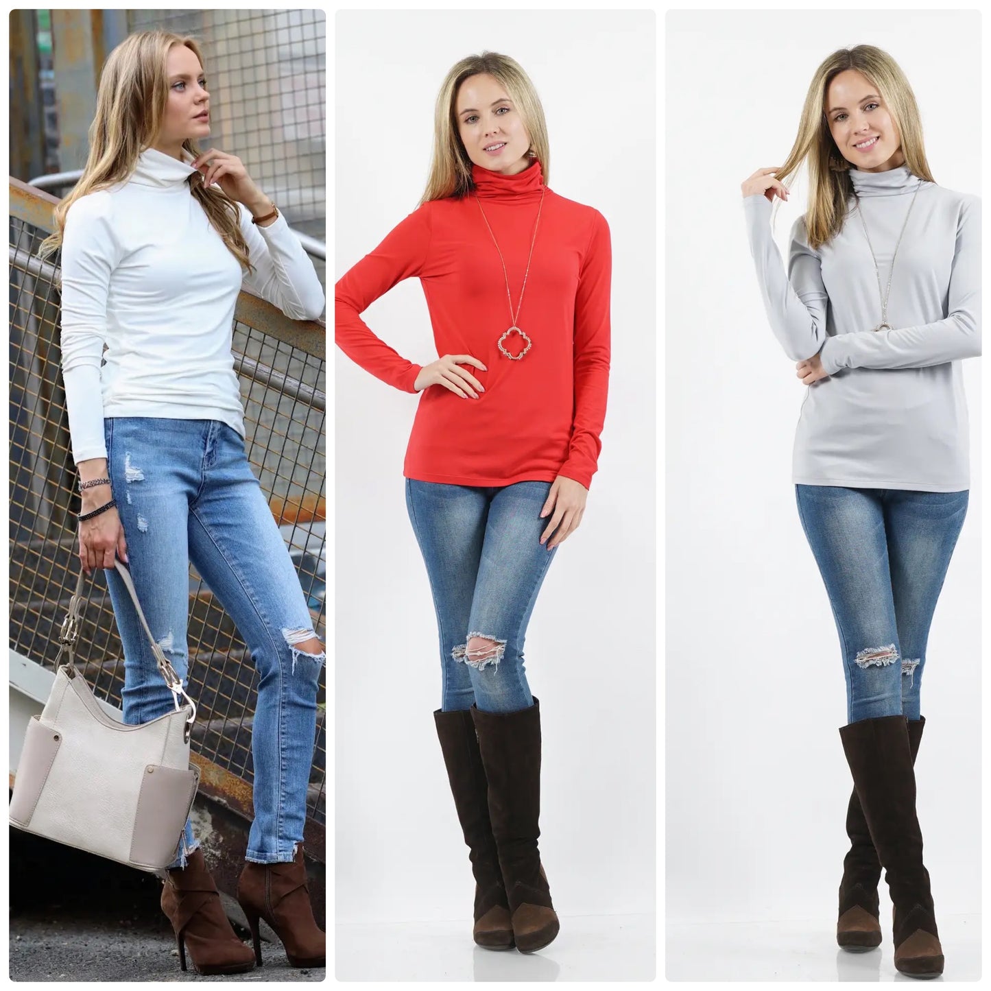 Brushed Microfiber Mock Neck Top