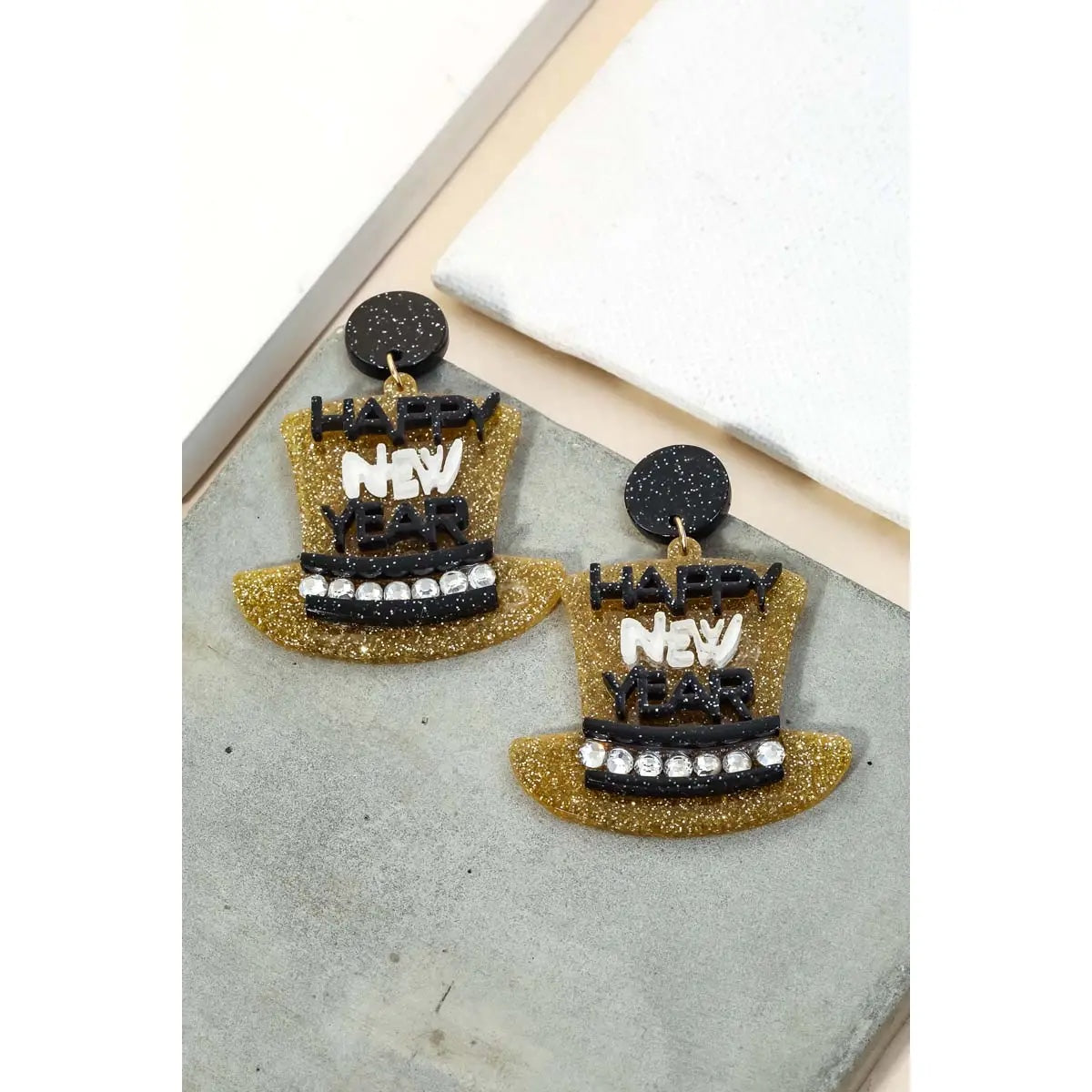 Happy New Year Hat Earrings
