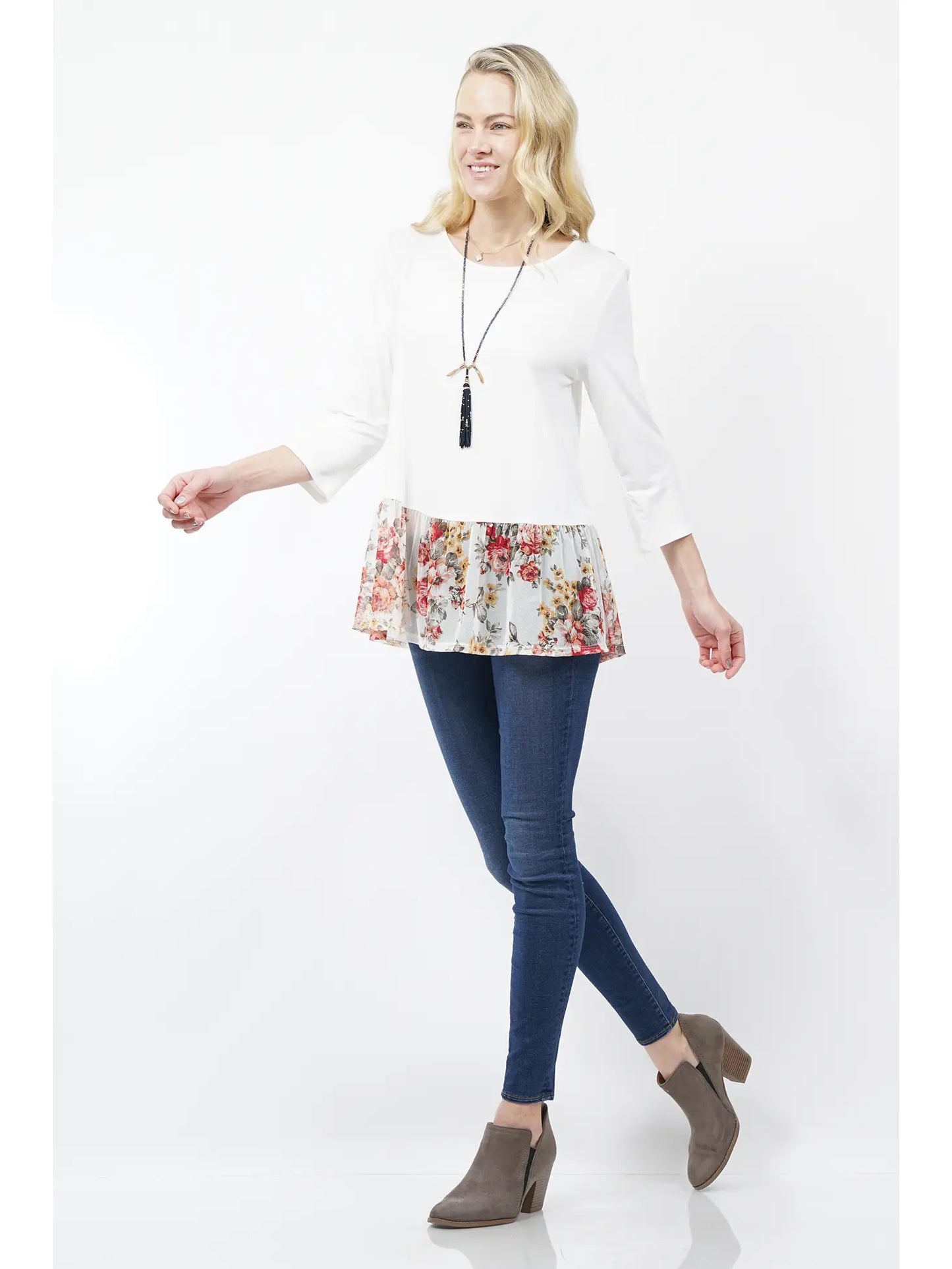 42Pops Peplum Floral Print Tunic