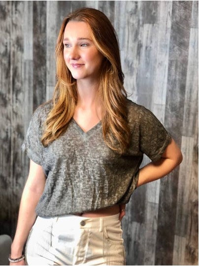 Merigold Kiss Mineral Wash V Neck Shirt