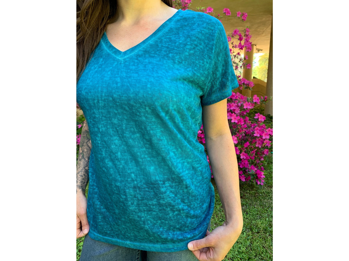 Merigold Kiss Mineral Wash V Neck Shirt