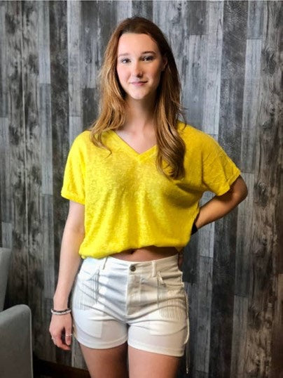 Merigold Kiss Mineral Wash V Neck Shirt