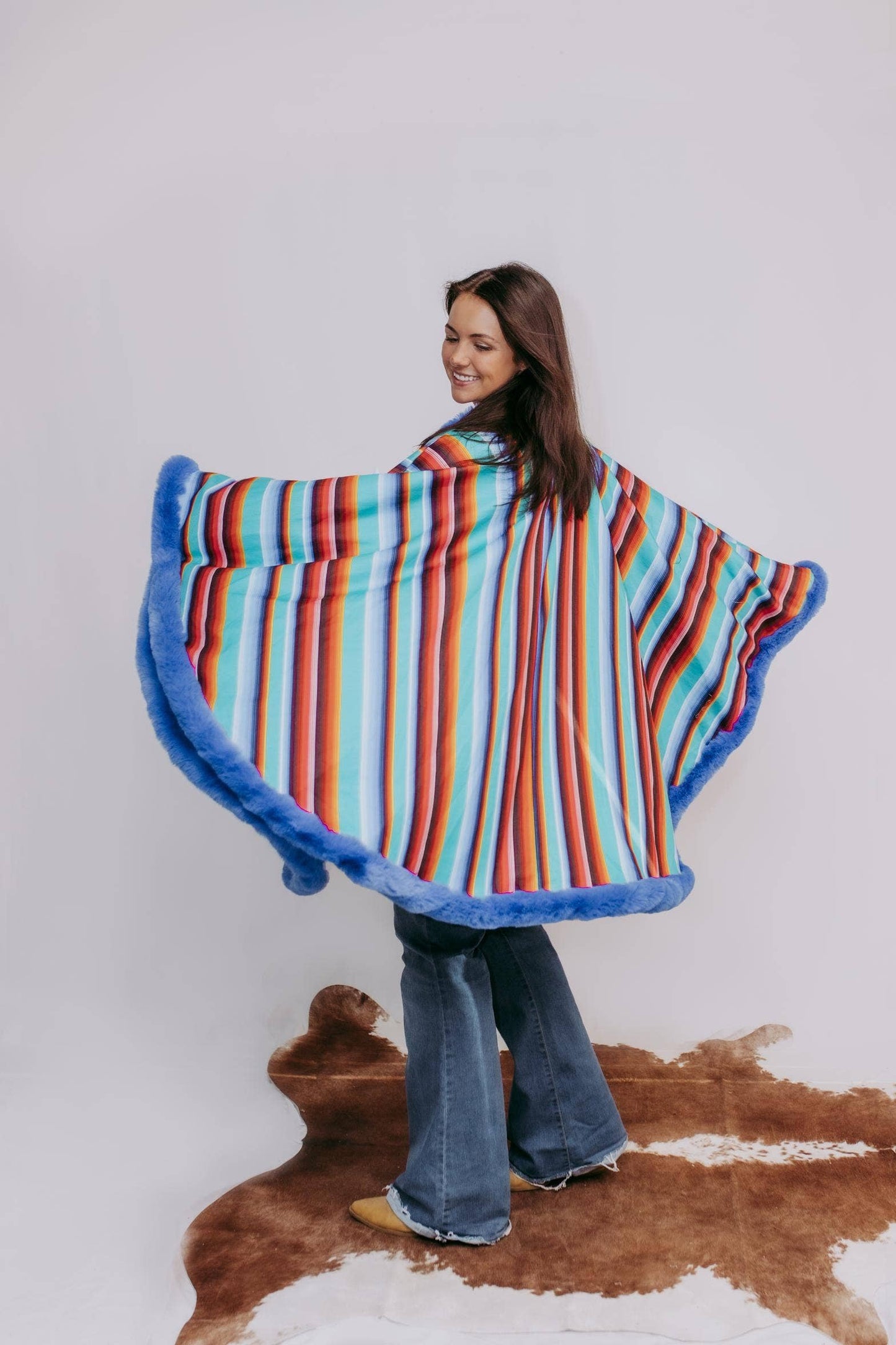 Merigold Kiss Fur Trimmed Poncho