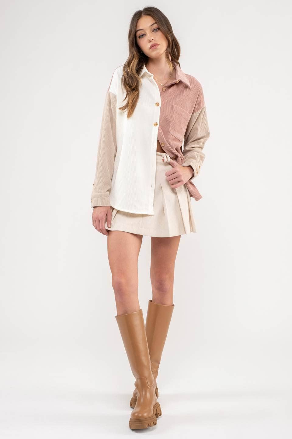 Blu Pepper Colorblock Corduroy Jacket