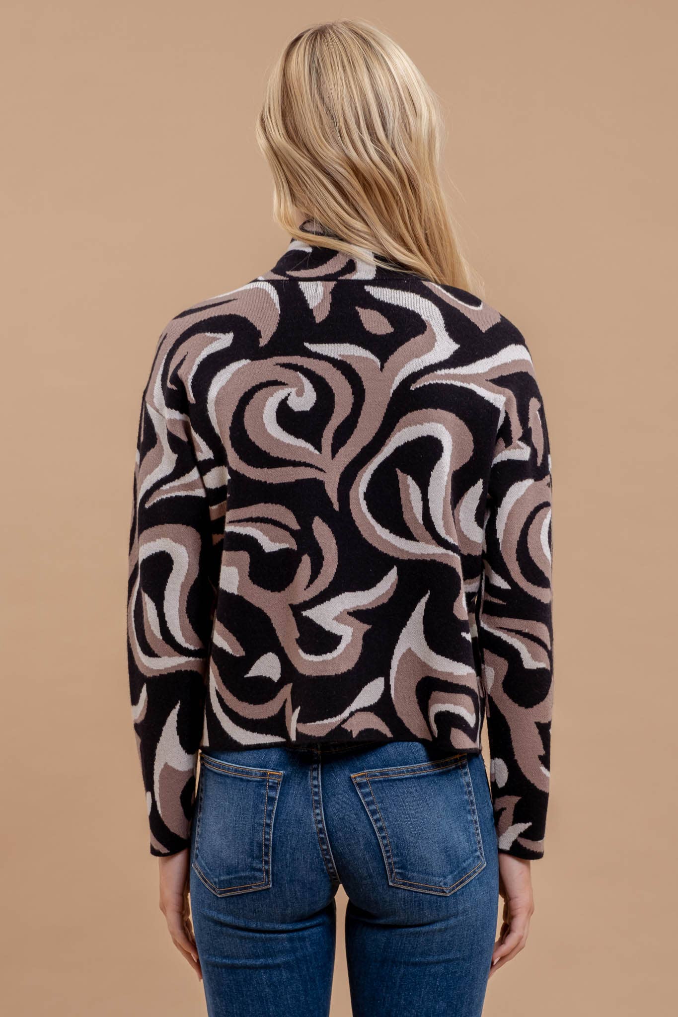 Blu Pepper Marble Turtleneck Knit Sweater
