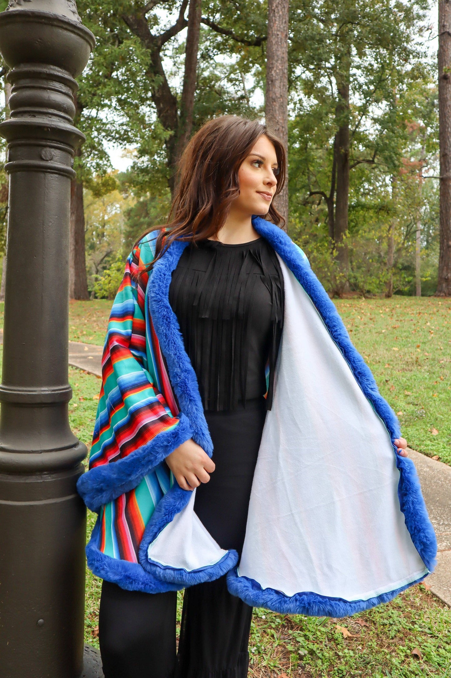 Merigold Kiss Fur Trimmed Poncho